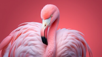 Beautiful background with pink  flamingo
