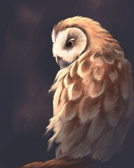 Beautiful owl in a dark