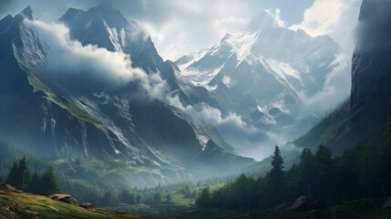 Naklejka na ściany i meble Panorama of the mountains