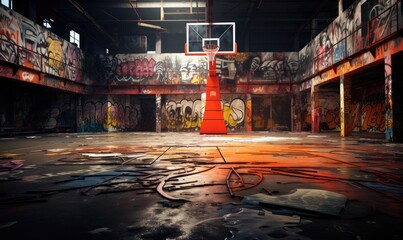 In this captivating digital illustration, basketball and graffiti art collide in a stunning display...