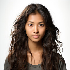 Naklejka premium A professional studio head shot of a 16-year-old Nepali girl radiating optimism and hope.