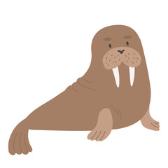 Cute walrus in cartoon style