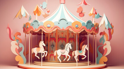 Obraz na płótnie Canvas Paper art of circus tent top