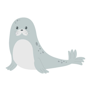 Cute fur seal in cartoon style