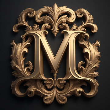 Medieval baroque Initial 'M', Generative AI