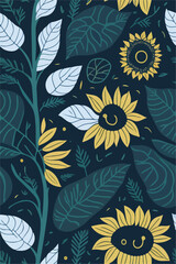 Painted Blooms, Capturing the Essence of Sunflowers Pattern