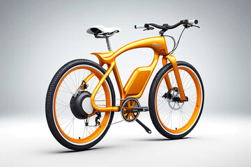 Fototapeta premium Modern yellow e-bike. Generative ai design.