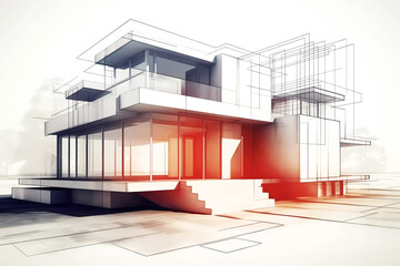 Architecture modern house abstract rendering. Generative ai design concept.