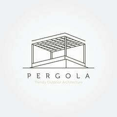 line art pergola modern vector logo illustration, abstract pergola icon design - obrazy, fototapety, plakaty