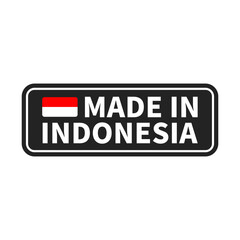 Made In Indonesia Black White Rectangle Shape With Red White Flag And Line For Product Created
