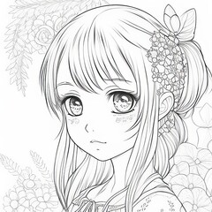 Anime  Manga Portrait Detailed Coloring Page