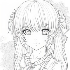 Anime Portraits: Adult Coloring Book Page