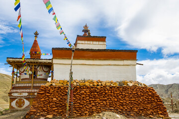 Small Stupas. Alleyways and Gompas around Kingdom of Lo Manthang in Upper Mustang of Nepal