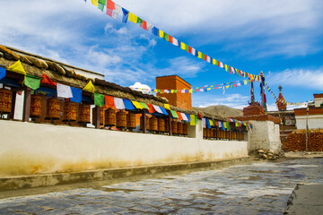 Small Stupas. Alleyways and Gompas around Kingdom of Lo Manthang in Upper Mustang of Nepal