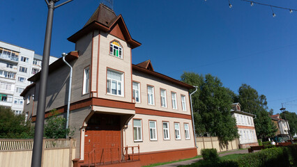 ARKHANGELSK, RUSSIA - July, 29, 2023: old architecture, architectural monuments on Chumbarov-Luchinsky street