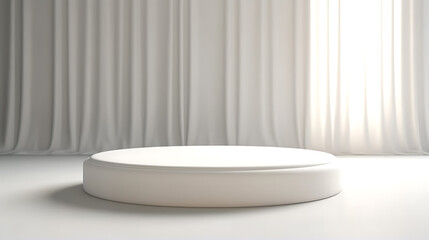 Modern white round stone podium. Ai Generative
