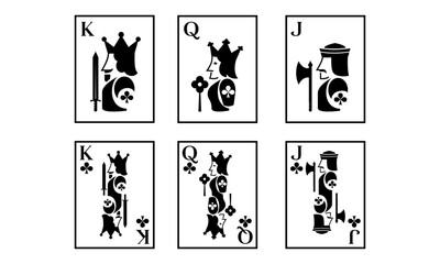 Illustration sets of clovers playing cards characters such as king clovers, queen clovers, and jack clovers