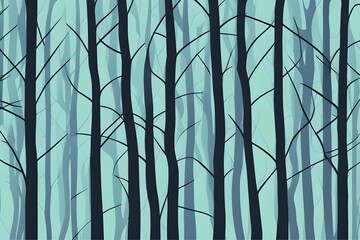 Magical forest covered in mist in the morning light. Digital illustration. Kids Cartoon Backgrounds. Children Story Book illustration. 2d illustration. Generative AI
