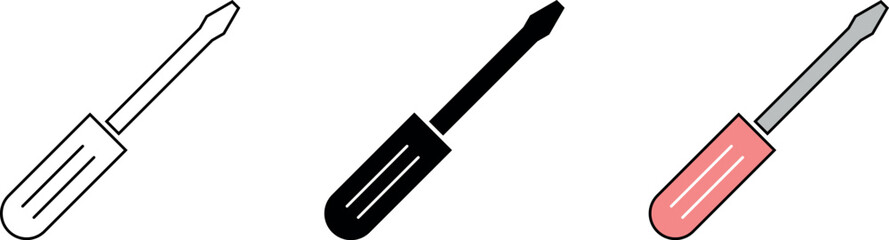 Screwdriver icon set. Tools icons collection. Vector ilustration