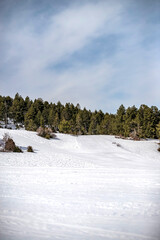 ski resort slopes, mountain panorama