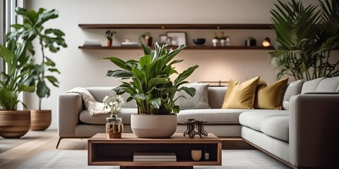 modern living room with plant, AI Generative