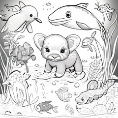 Enchanted Animal World: Coloring Book Page for Children
