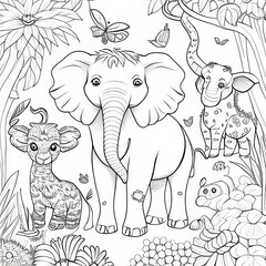Enchanted Animal World: Coloring Book Page for Children
