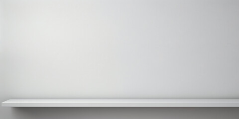 White empty shelf on a light gray wall - Generative AI