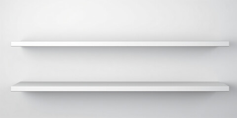 Obraz premium White empty shelf on a light gray wall - Generative AI