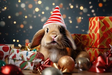 Fototapeta na wymiar rabbit with gift box