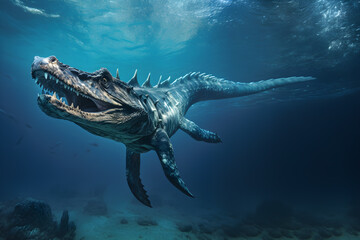 Styxosaurus. Cretaceous marine dinosaur. Dinosaur with a large head and long tail with ferocious teeth