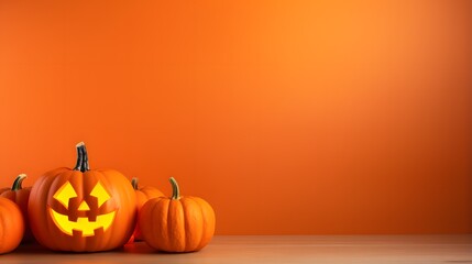 Dark and Haunting: Halloween Decor on Deep Orange Background Setting