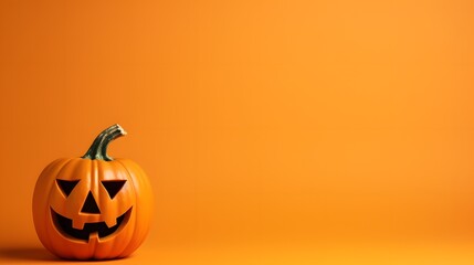 Spooky Minimalism: Halloween Elements on Dark Orange Background