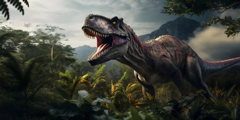 Fotobehang Tyrannosaurus Rex. T-rex. Large predatory dinosaur of the Cretaceous period with huge teeth  © David Costa Art