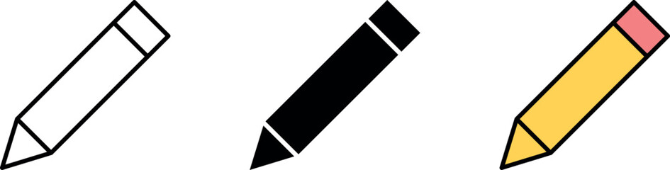 Pencil icon set collection. Pen lined and colored symbol. Edit icon. Vector ilustration