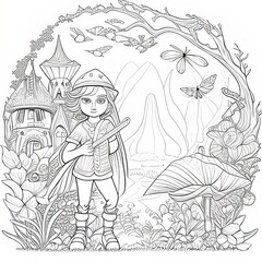 Dreamland Adventures: Kids Coloring Page with Magic