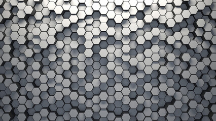 Abstract 3D Wall Background with White Hexagon Shapes - 8k