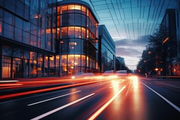  featuring an empty road lined with illuminated buildings creating a beautifully blurred background