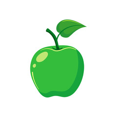 Funny cartoon apple. Cute fruit. Vector food illustration isolated on white background