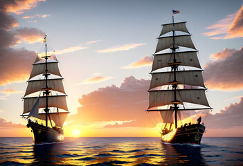 Fototapeta premium Diversity and History of Ships Worldwide Maritime Adventures and Cultures.(Generative AI)