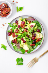 Waldorf Salad, Fresh Apple Salad with Cranberry, Grapes, Pecans and Salad Mix, Fall Salad, Comfort Food