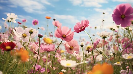 Obraz na płótnie Canvas Generative AI : Summer flowers meadow
