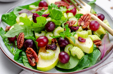 Waldorf Salad, Fresh Apple Salad with Cranberry, Grapes, Pecans and Salad Mix, Fall Salad, Comfort Food
