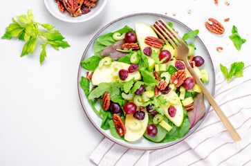 Waldorf Salad, Fresh Apple Salad with Cranberry, Grapes, Pecans and Salad Mix, Fall Salad, Comfort Food
