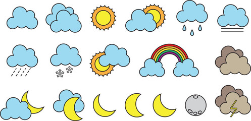 Obraz premium Set of flat vector weather icons