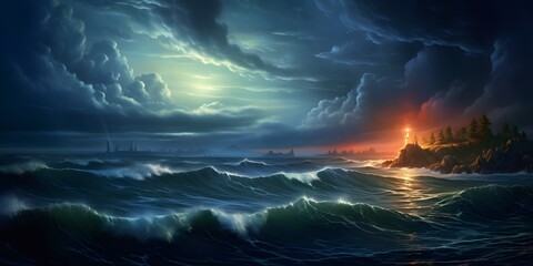 storm over the sea, AI Generative