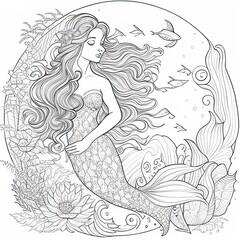 Whimsical Waters: Mermaid Coloring Page