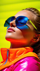 Beautiful young woman with sunglasses on vacation in the sun.