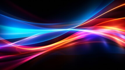 Generative AI : Colorful light trails with motion effect. Illustration of high speed light effect on black background.