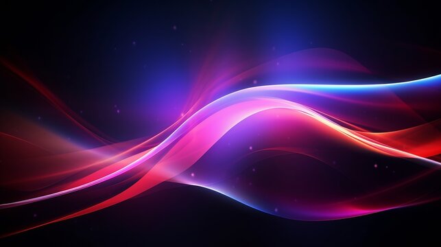 Generative AI : Modern abstract high speed light effect. Abstract background with curved beams of light. Technology futuristic dynamic motion. Movement pattern for banner or poster design background c © Generative AI